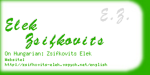 elek zsifkovits business card